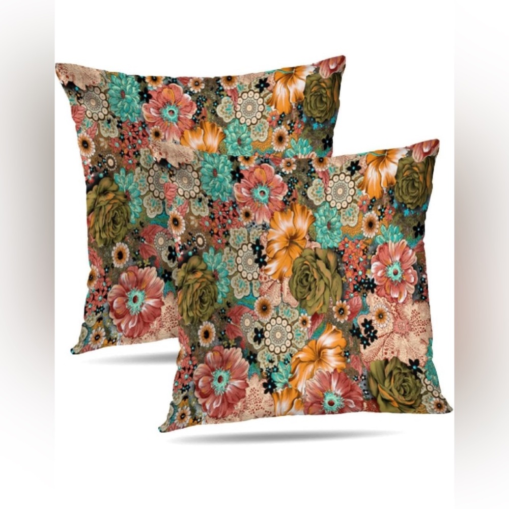 New Snycler Boho Floral Throw Pillow Covers 18x18 Inch Set of 2 Bohemian covers